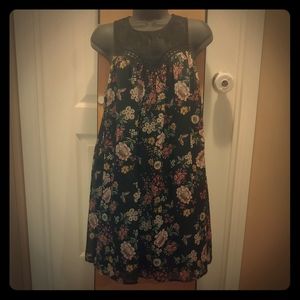 Black Floral Patterned Mini Dress